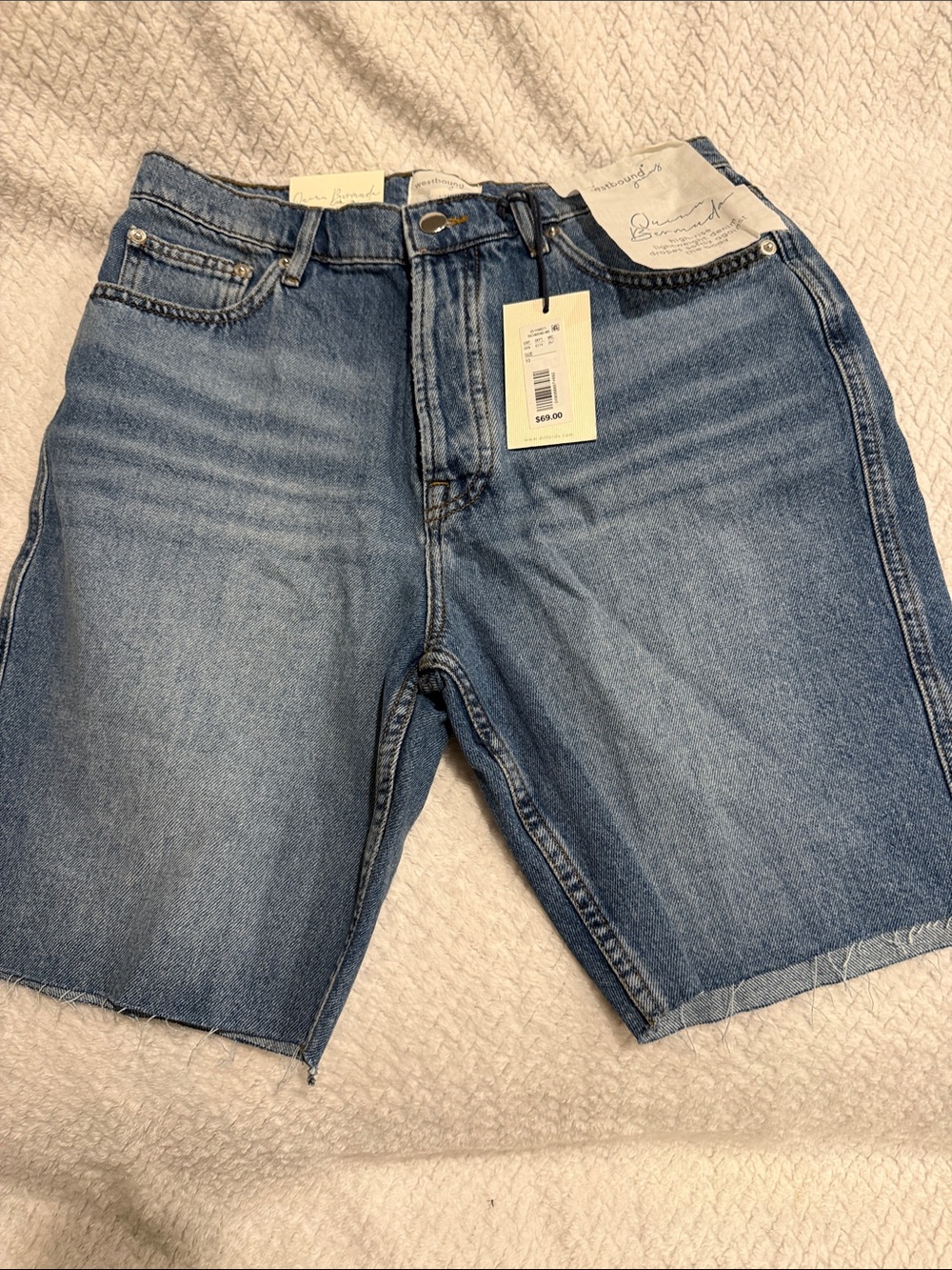 Westbound Jeans Womens High-Waist Light Blue Denim Bermuda Shorts Size 10